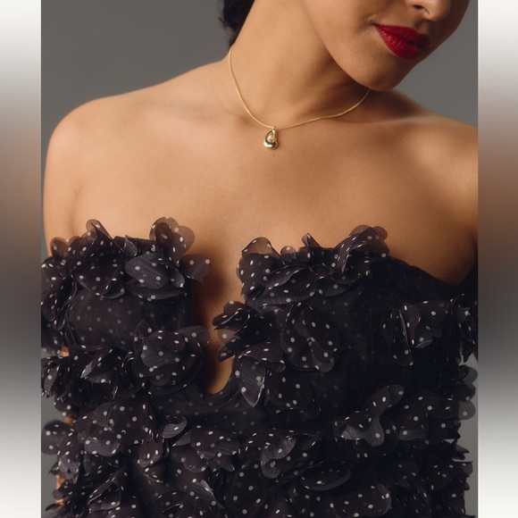 Maeve By Anthropologie Black And White 3D Polka Dot Floral Mini Dress SZ 12P NWT - Picture 4 of 15